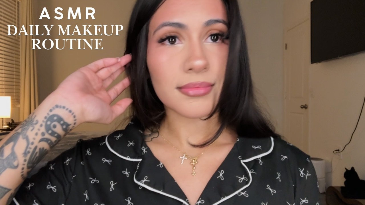 ASMR My Daily Makeup Routine (tapping on products/application sounds) 🩷
