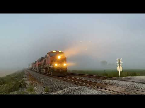 FAST 70 MPH Train Shakes the Ground on a Foggy Morning 