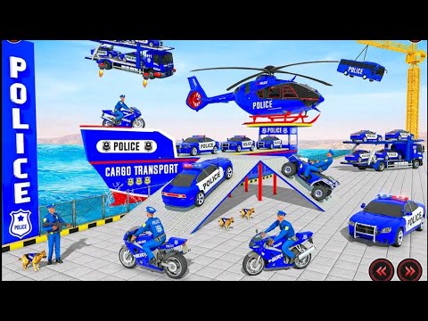 police car transport load in cargo ship | police transport game simulator download