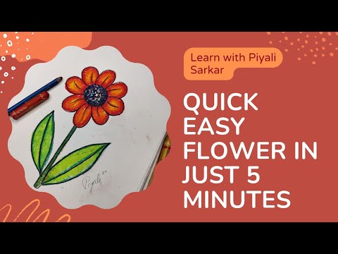 How to Draw a Flower in 5 Minutes - Easy Flower Drawing - Cute Flower