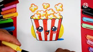 DESENHOS FOFOS Kawaii 😊 Aprendendo a Desenhar / Desenhando uma Pipoca / How to draw pop corn