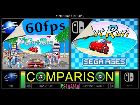 OutRun (Sega Saturn vs Switch) Side by Side Comparison - Dual Longplay | VCDECIDE