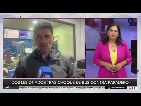 Bus interprovincial choca contra paradero en Talcahuano y deja dos lesionados