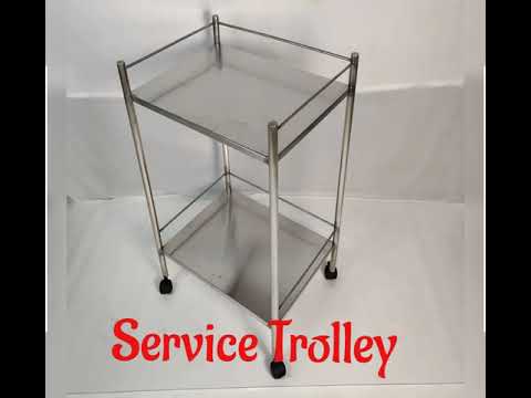 Stainless steel serving trolley