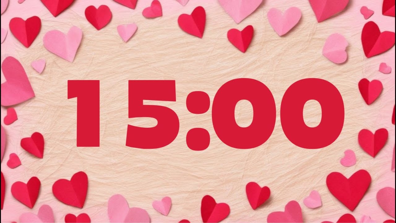 15 Minute Valentine's Day Timer with Music | Relaxing Countdown ❤️🎶
