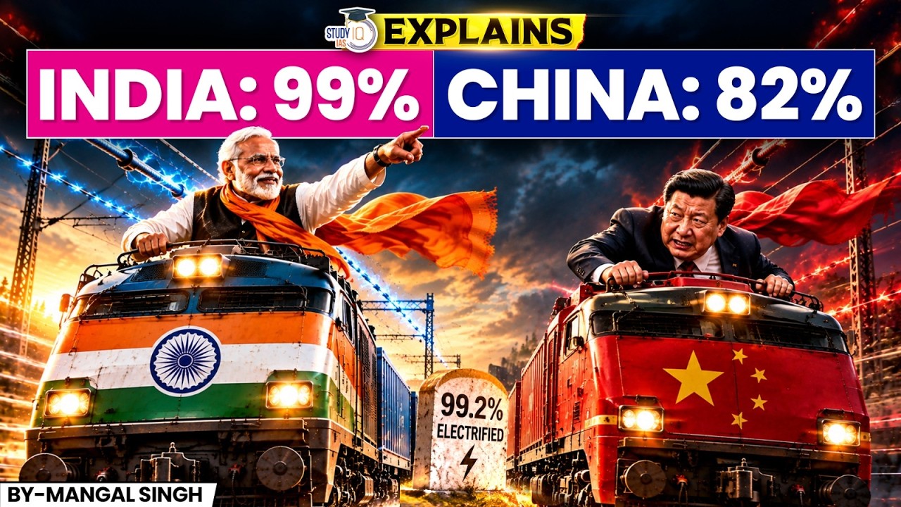 How India beat China at Railway electrification | GS3 Infrastructure | StudyIQ IAS