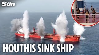 ඉරාන සහාය ලබන හුති ප්රහාරයකින් ඊශ්රායලය බලා ගිය නැවක් රතු මුහුදේ ගිල්වයි