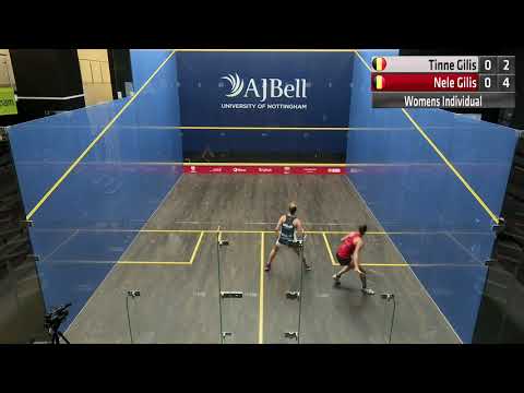 Match 3 Tinne Gilis (BEL) Vs  Nele Gilis (BEL) AJ Bell European Individual Squash Championship