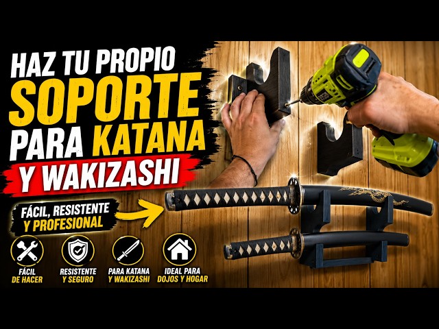 Vídeo relacionado con Soporte de Pared para Espada Katana, Juego de 2 Ganchos Ajustables con Acolchado de Terciopelo, Exhibidor de Madera Negra Estilo Japonés, Montaje Fácil para Sable de Luz, Tanto, Wakizashi, Espadas de