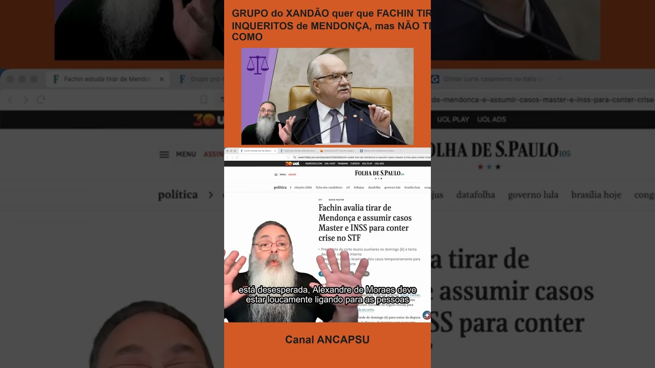 GRUPO do XANDÃO quer que FACHIN TIRE INQUERITOS de MENDONÇA, mas NÃO TEM COMO
