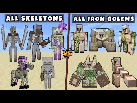 All Skeletons vs All Iron Golems - Mutant & Titan Skeleton vs Mutant Titan Iron Golem