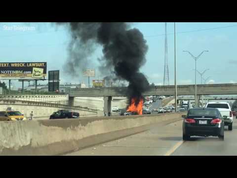 Car on fire on I 35 south near Allen just south of downtown Fort Worth