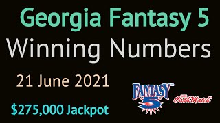 Today Georgia Fantasy 5 Winning Numbers Monday 21 June 2021. GA Fantasy 5 Drawing Results 6/21/2021