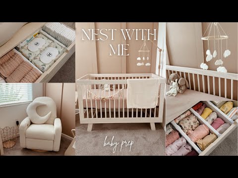 NEST WITH ME FOR BABY ☁️ nursery organization, 35 weeks pregnant, baby laundry, prep for baby girl