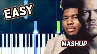 &quot;Thunder / Young Dumb &amp; Broke&quot; by Imagine Dragons, Khalid 100% EASY PIANO TUTORIAL