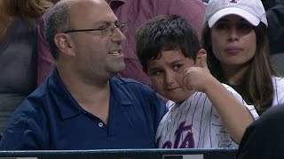 Young fan gets signed ball after getting hit