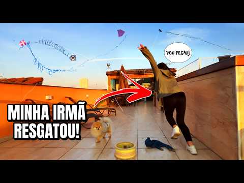 Minha Irmã Pegou o Pipão Cruz Avoado Cheio da Linha na Laje, Colocou no Alto e Cortou a Pipa da Rua!