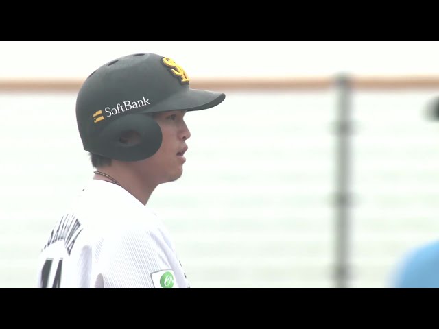 【ファーム】この回3点目!! ホークス・笹川吉康 振り抜いた打球は右中間へのタイムリー!! 2025年6月8日 福岡ソフトバンクホークス 対 阪神タイガース