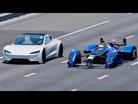Tesla Roadster vs Red Bull X2010 - Drag Race