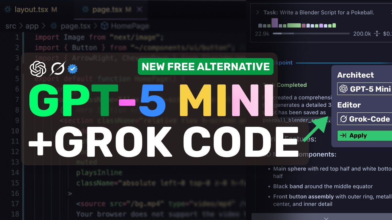 GPT-5 Mini + Grok Code: The NEW & BEST FREE / LOW COST Alternative to Claude!