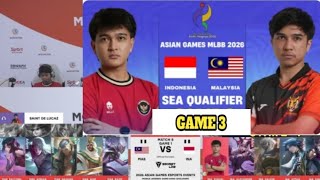 Download lagu GAME 3, INDONESIA VS MALAYSIA, ASIAN GAMES ESPORTS MLBB 2026, SEA QUALIFIER. mp3