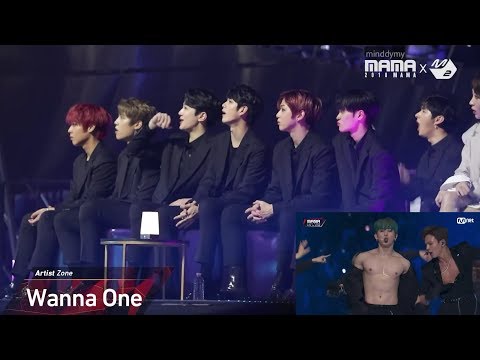 181212 Wanna One (워너원) reaction to Monsta X (몬스타엑스) at MAMA 2018 in Japan (SPARK - Jooheon Solo & Sh