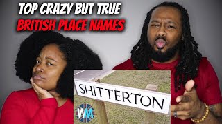 🇬🇧AMERICAN COUPLE REACTS 10 Crazy BUT True British Place Names | TheDemouchetsREACT Great Britain