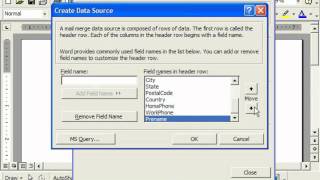 Word 2003 Tutorial Creating a Data Source 2000 & 97 Microsoft Office Training Lesson 20.2