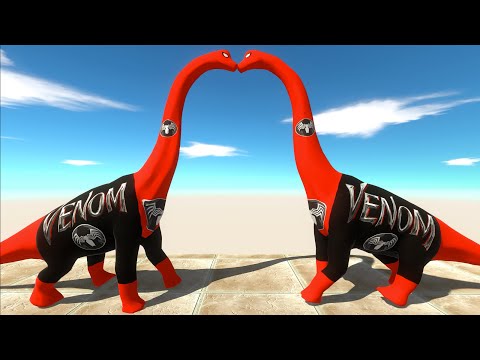 RED VENOM BRACHIOSAURUS DEATH FALL - Animal Revolt Battle Simulator