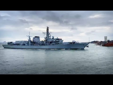 HMS Sutherland arrives in Portsmouth for brief visit