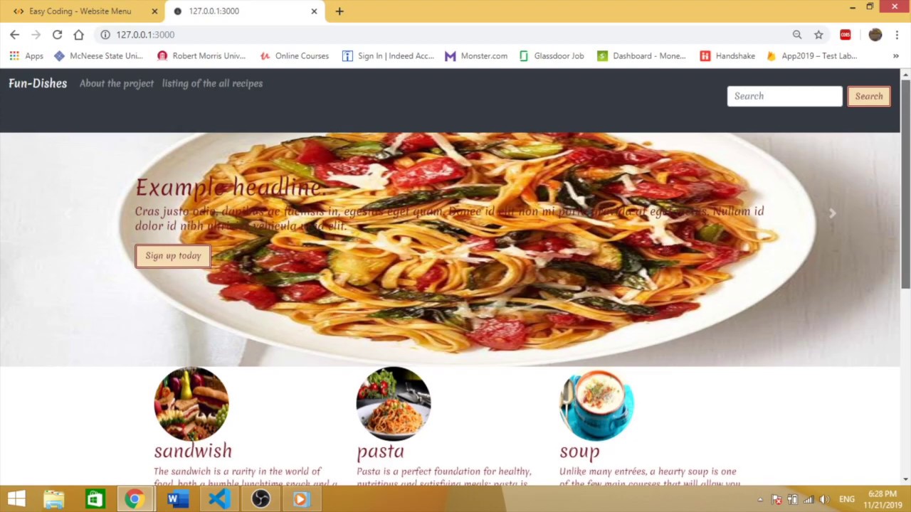 Build a Recipe App With javascript (cooking blog )| javascript  Demo
