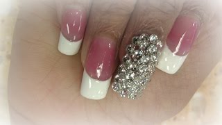 SWAROVSKI DIAMONDS ON FRENCH ACRYLIC NAILS