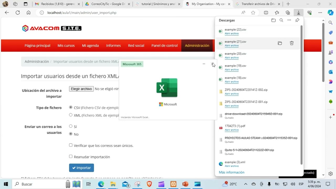 2.4 Importar usuarios masivamente