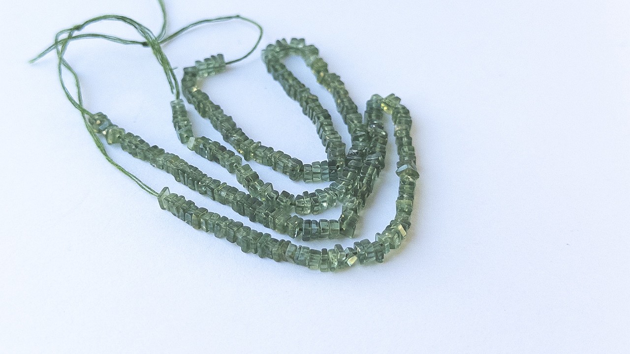 Green Apatite | Smooth Heishi | 3.4-3.6mm Bead Size | 20cm or 42cm Strand Length video