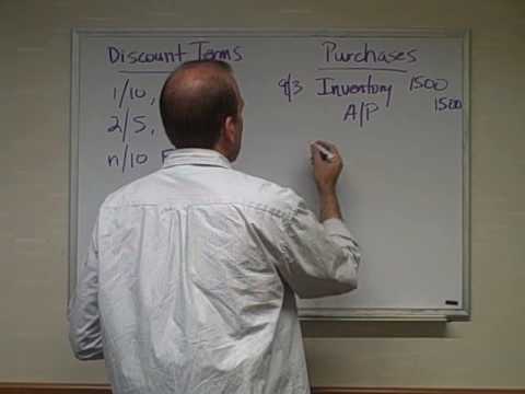 Part of a video titled Purchase Discounts and Discount Terms - Ch. 5 Video 2 - YouTube