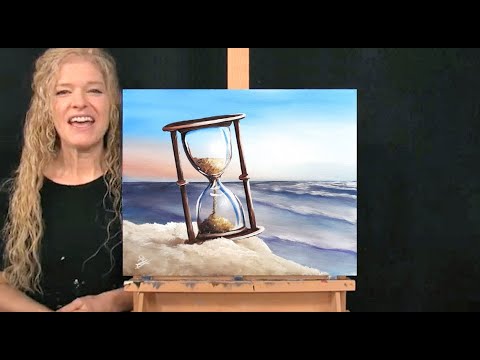 How to Draw and Paint with Acrylics SANDS OF TIME - Paint and Sip at Home - Beach Landscape Tutorial
