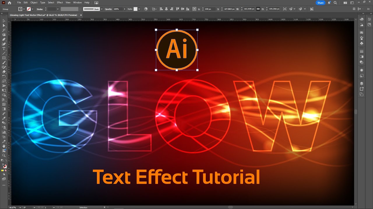 How to Create Glowing Waves Text Effects in Illustrator | Easy Tutorial