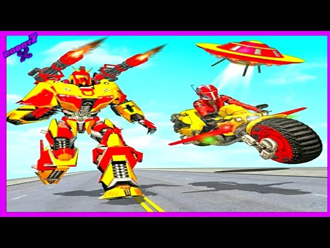 Real Flying Robot Bike : Robot Shooting Games Android gameplay
