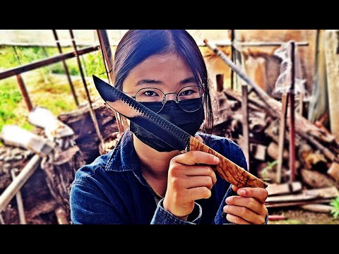 Herstellung eines Campingmessers aus einer Holzfeile und Raspeln