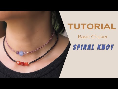 Macrame necklace tutorial for beginners,Spiral choker basic