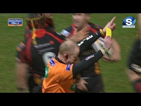 Robin Copeland Yellow Card Newport Gwent Dragons v Cardiff Blues 26th Dec 2013