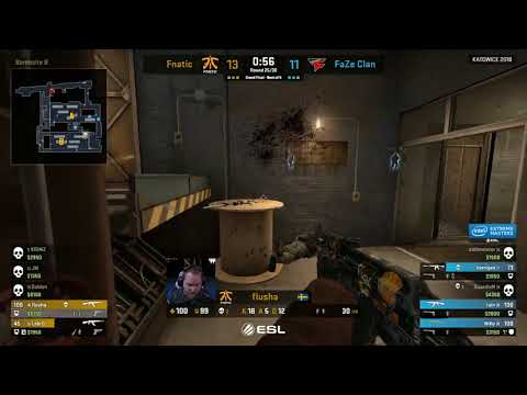 fLUSHA GOD  !! CS:GO - FaZe vs. Fnatic [Train] Map 5 - GRAND FINAL - IEM Katowice 2018