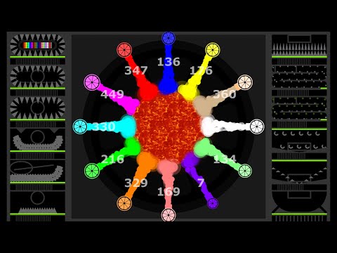 Team Elimination Marble Race + Push the Lava - in Algodoo