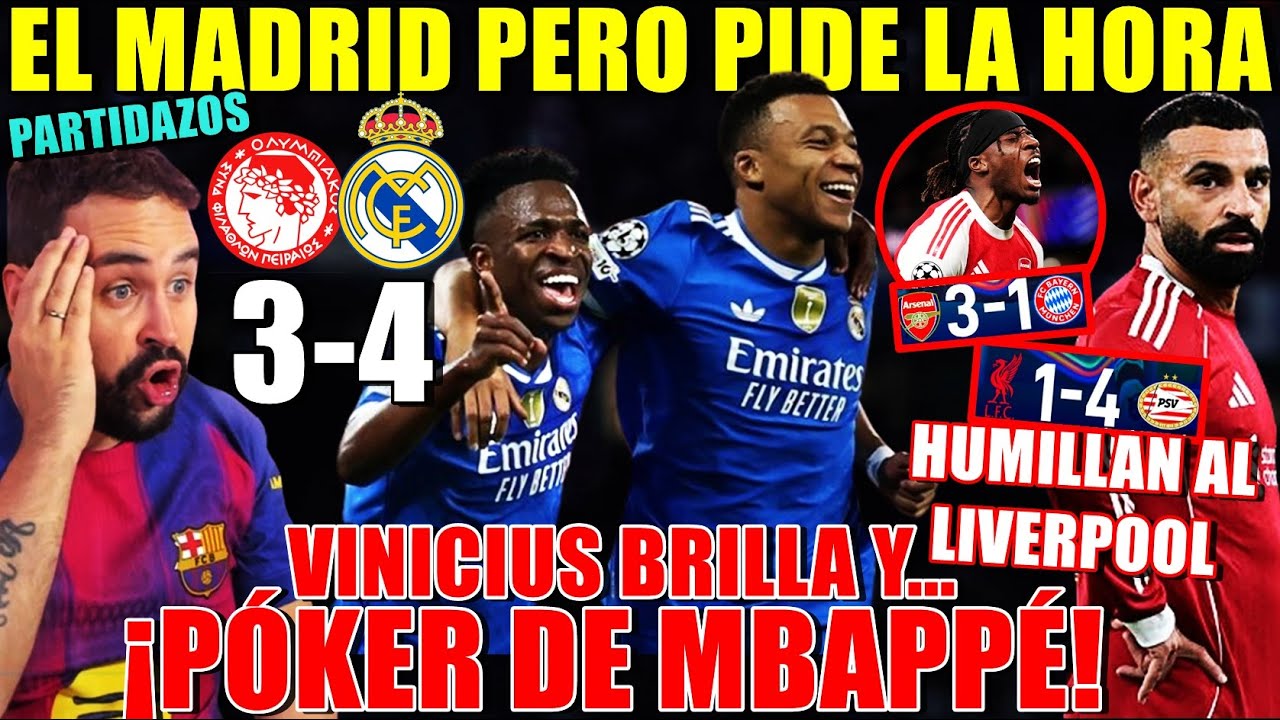 PÓKER de MBAPPÉ y el MADRID GANA 3-4 SUFRIENDO - METEN 4 al LIVERPOOL - ARSENAL TUBMA al BAYERN