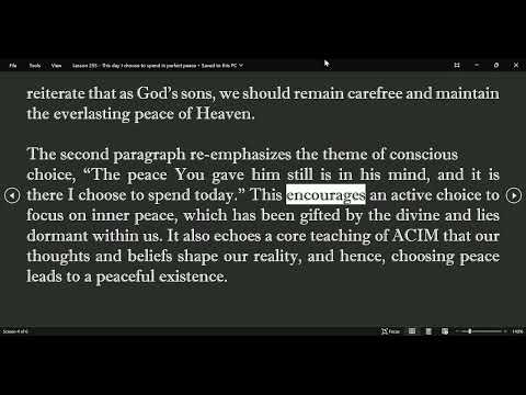 ChatGPT ACIM Lesson 255 - This day I choose to spend in perfect peace