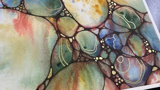 Abstract Rocks in WATERCOLOR & Neurographic Inspired Ink Lines - 401