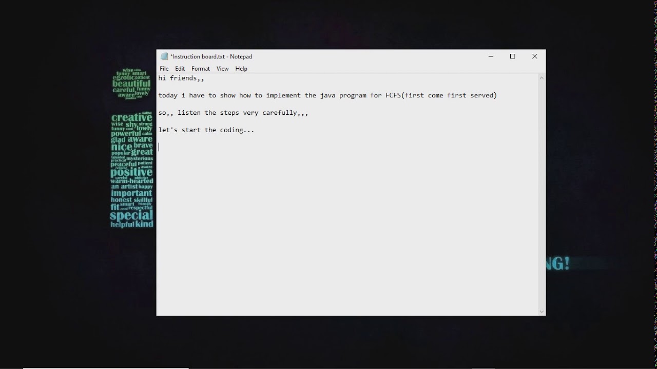 How to write the java program for FCFS(First Come First Served)?