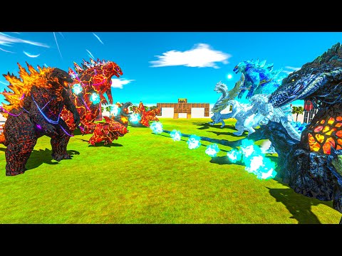 Nuclear Godzilla + Team Lava + FIRE Godzilla VS ICE Godzilla + Biollante x Ghidorah + Team Ice