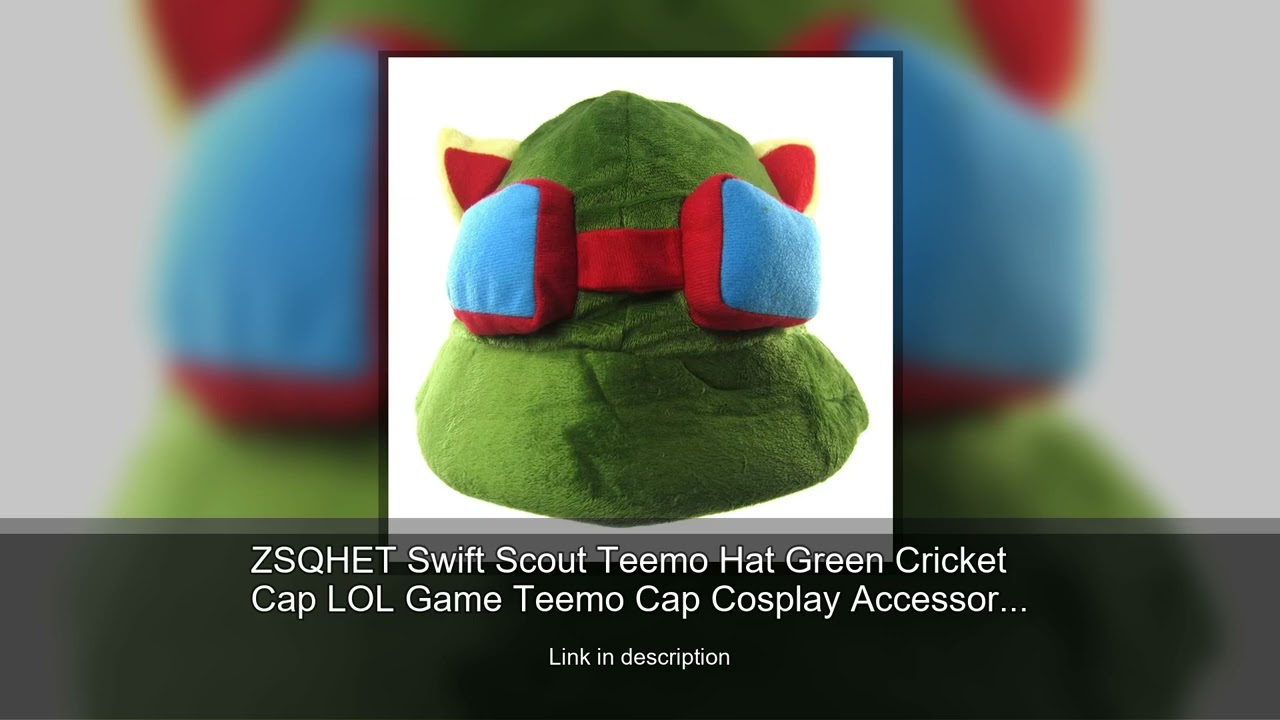 ZSQHET Swift Scout Teemo Hat Green Cricket Cap LOL Game Teemo Cap Cosplay Accessories Props