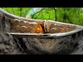 Building A Cozy Log Shelter On A Fallen Tree By The Ravine Bushcraft Shelter